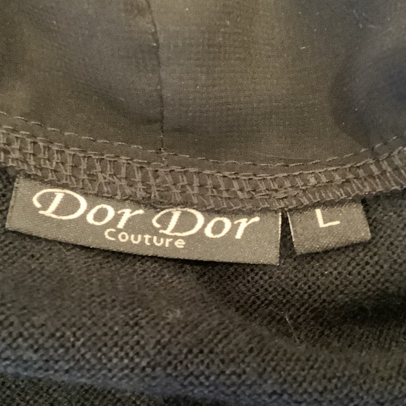 Dor Dor Couture Open Cardigan Sweater Size Large Black With Multicolored Panels - Picture 6 of 7